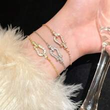 Sparkly Horseshoe Decor Zirconia Bracelet, Minimalist Design, And Versatile Accessory