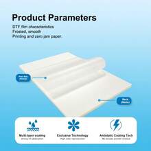 120 Sheets A4 Double-Sided Glossy DTF Transfer Film – Clear PET Heat Transfer Film For Brilliant Designs - White - View 6