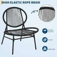 3-Piece Outdoor Seating Acapulco Chair All Weather Small Patio Bistro Set Of 2 Chairs And Side Table Modern Outdoor Furniture For Backyard Garden Balcony - 黑色 - 查看 7