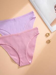 12pcs/Pack Women Plain Ribbed Seamless Breathable Briefs - Multicolor - View 5