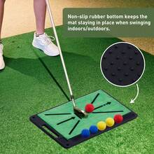 CLIPOP Golf Mats Replaceable Golf Hitting Mat With Antislip Rubber Base And Ball Tray, Golf Training Swing Path Detection Practice Mat, Portable Golf Practice Mat For Indoor And Outdoor - Green - View 4