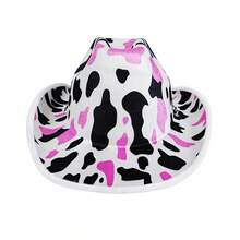 Women Men Summer Sun Hat Breathable Foldable Sun Protection Cow Print Cowgirl Hat Holiday Beach Cap - Black - View 6
