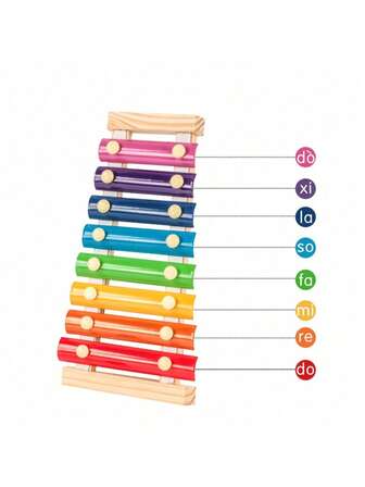 儿童木制彩色木琴 - 蒙特梭利教育音乐玩具，带木槌的 8 音打击乐器，适合 0-3 岁儿童，圣诞节、生日、婴儿玩具、新生儿玩具、蒙特梭利玩具、婴儿礼物、6 个月婴儿、3-6 个月