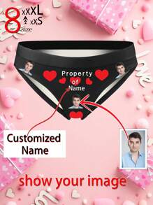 Ropa interior personalizada exclusiva con nombre y foto de mujer, fotos HD personalizadas de amor de novio, regalo del Día de San Valentín para la novia, regalo de aniversario, regalo del Día de San Valentín, regalo de pareja, regalo de cumpleaños, regalo de boda, regalo exclusivo de aniversario, 1 pieza