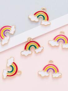 Set de 10 piezas de accesorios de joyería DIY arcoíris, dijes de aleación de zinc con estampado de arcoíris para collares, aretes, llaveros, regalos para amigos, familia, maestros, parejas, adecuado para manualidades