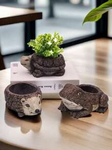 Maceta de cemento con diseño de tocón con estilo retro- El diseño de raíz rural es adecuado para plantas suculentas y plantas verdes, lo que puede iniciar una buena fortuna todo el año con un toque de vitalidad, y las macetas decorativas para interiores/exteriores están equipadas con agujeros de drenaje.