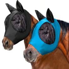 Máscara con motivo de cabeza de caballo, cubierta de cabeza transpirable, suministros ecuestres, máscara de caballo elástica, protección contra mosquitos e insectos