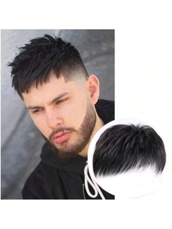 1pc Men's Short Wig, Chic Invisible Hairpiece For Thinning Hair, Mediterranean Style, For Balding Men