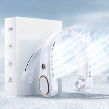 Portable Neckband Fan, 360° Bladeless Cooling Handheld Hands-Free Design, Long-Lasting Battery, 5-Speed Regulation, USB Rechargeable, Unisex Wearable Personal Fan, Suitable For Travel, Office And Outdoor Use - trắng - Xem 6