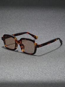 1 副男士复古矩形百搭时尚眼镜，适合户外、骑行、海滩和派对，重返校园时尚学院风 - 彩色 - 查看 11