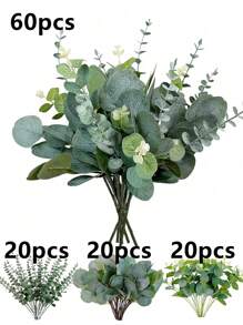 30pcs Eucalyptus Leaf Stem, Fake Greenery Sprigs With Berries For Wedding Flower Vases, Bouquets, Home Floral Decor, Arrangements,Fake Plants