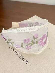 1/3 piezas Diadema de malla con bordado floral, estilo minimalista y dulce para adolescentes - transparente - Ver 7