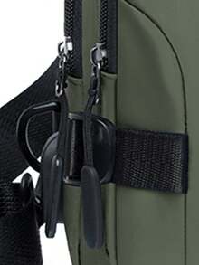 防水男士胸包防盗单肩包斜挎包USB充电腰包户外运动单肩包黑色