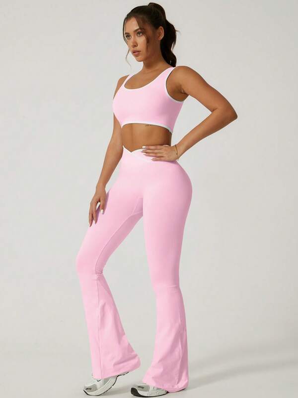 2 Stücke Damen sexy Crop Top und Shorts Set für Yoga/Fitness, Frühling/Sommer