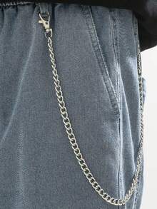 朋克风镂空装饰腰带，时尚百搭韩版PU皮带女腰带，可调节腰链 - 銀色 - 查看 3