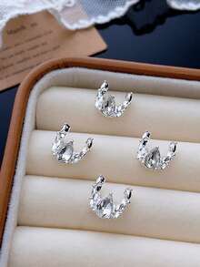 10/24/48颗3D立体优雅银色鹿角、蝴蝶结、星星、蝴蝶结美甲装饰，闪亮白色水晶水钻奢华弧形美甲饰品，合金DIY美甲宝石，适用于亚克力美甲贴纸、手机壳、鞋子、衣服、包包、美甲用品等。 - 彩色 - 查看 14