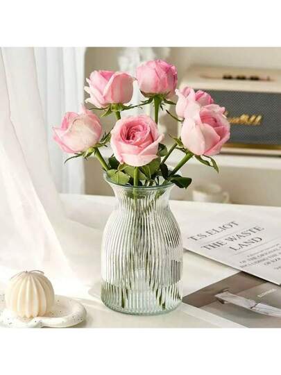 1pc 7.48 Inch Glass Vase, Moderne Minimalist Home Centerpiece Wedding, Halloween, Back To School Room Supplies Flower Vase view 2