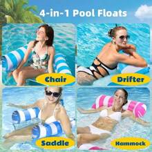 1 pièce Chaise longue multifonctionnelle pour piscine, lit flottant gonflable, chaise longue pliable rayée pour piscine, facile à transporter. Accessoire pour fête de piscine, jouet d'eau récréatif pour adultes, cadeau d'anniversaire amusant pour la famille et les amis (Pompe à air non incluse)
