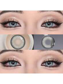 2 Stücke grau-braune Farbkontaktlinsen, Make-up Kontaktlinsen, weiche Kontaktlinsen für ein Jahr, Brillen-Kosmetik, weiche Linsen für Halloween Kostüm Cosplay