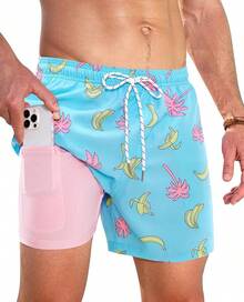 Bañador de hombre con forro de compresión, pantalón corto de baño de 5 pulgadas de entrepierna para hombres - Plátano de palma - Ver 1