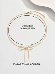 1pc Fashionable Delicate Bowknot Necklace, Refined Chain, Elegant & Minimalist Yet Sweet, Suitable For Various Occasions