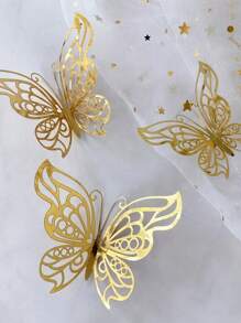 48Pcs Gold Butterfly Decorations 3D Butterfly Wall Decor, Butterfly Party Decorations, Birthday Decorations, Butterflies For Crafts, Cake Decorating, Wall Stickers Room Decor For BabyShower GirlsKids