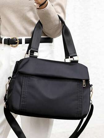 多层尼龙托特包，大容量斜挎包，防水轻便旅行单肩包，适合购物、钱包、购物、年轻女性、大学生、新人、白领人士。非常适合办公室、大学、工作、商务、通勤、户外活动、旅行和郊游