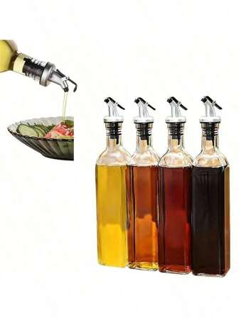 1pc Glass Oil Dispenser Bottle, Leakproof Oil Pot, Storage Oil Bottle,Seasonings Container For Outdoor Bbq Camping Picnic, Kitchen Gadgets, Glass Bottle