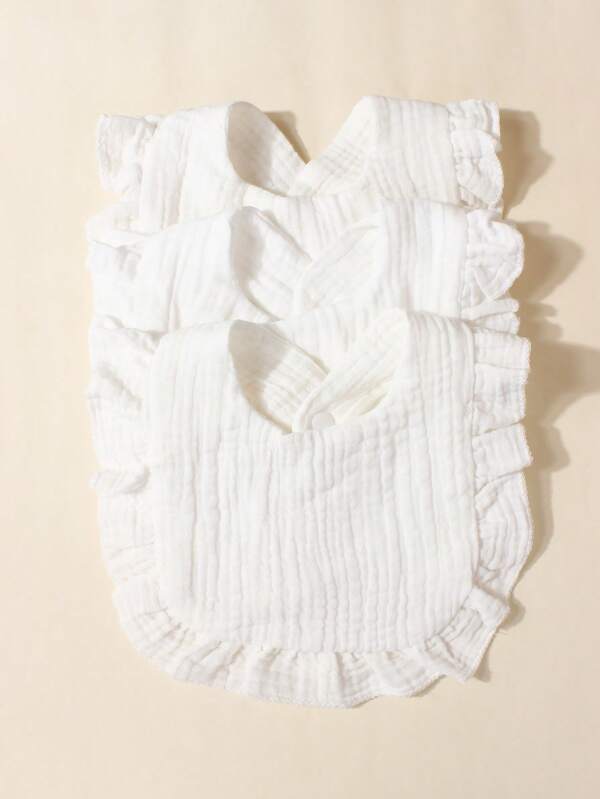 3 قطعة/مجموعة حمالات أطفال ملمس ناعم من القطن الموسلين الأبيض، منشفة لعاب للمواليد الجدد، مناسبة للاستخدام اليومي، خامة لطيفة وصديقة للبشرة