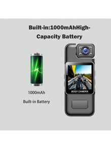 1pc Wearable Camera 1080P HD With 180° Rotatable Lens, LCD Display & Night Vision - Portable USB Rechargeable Body Camera For Security, Sports, Travel, Vlogging, Daily Life - Auto Focus, TF Card, 1000mAh Battery