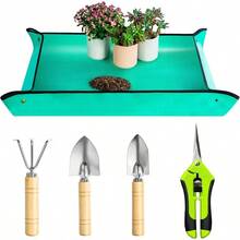 XNHHWPlant Repotting Mat 5Pcs Succulent Tools Mini Garden Small Gardening Tools Indoor Pruning Shear Gardening Scissor Hand Kit For Bonsai Cactus Fairy Houseplant Transplanting Seedling3ll5 - Green - View 1