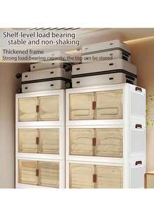 CFQNI 4layers Plastic Storage Bins, Foldable Storage Bins With LIDS And Wheels, Foldable Storage Boxes With Doors, Closet Storage And Storage Drawers, Foldable Stackable Lockers Outdoor Decor - White - View 5