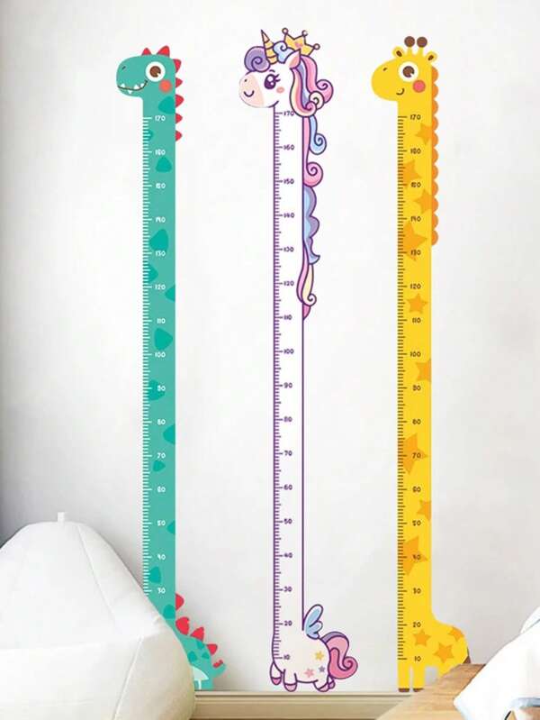 1PC Cartoon Height Measure Ruler Sticker For Kids Room Decor, Unicorn, Dinosaur, Giraffe Wall Stickers Wall Decor Personalised Stickers
