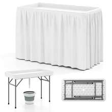 Lifezeal 4 Foot Ice Cooler Folding Table Outdoor Portable Ice Bin Table With Large Sink - trắng - Xem 1