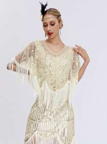 أثواب مع غطاء مترفّج مرصع بالترتر والخرز على النمط الرجعي لعام 1920، سترة قصيرة متنوعة الاستخدامات، أوروبا وأمريكا وعبر الحدود