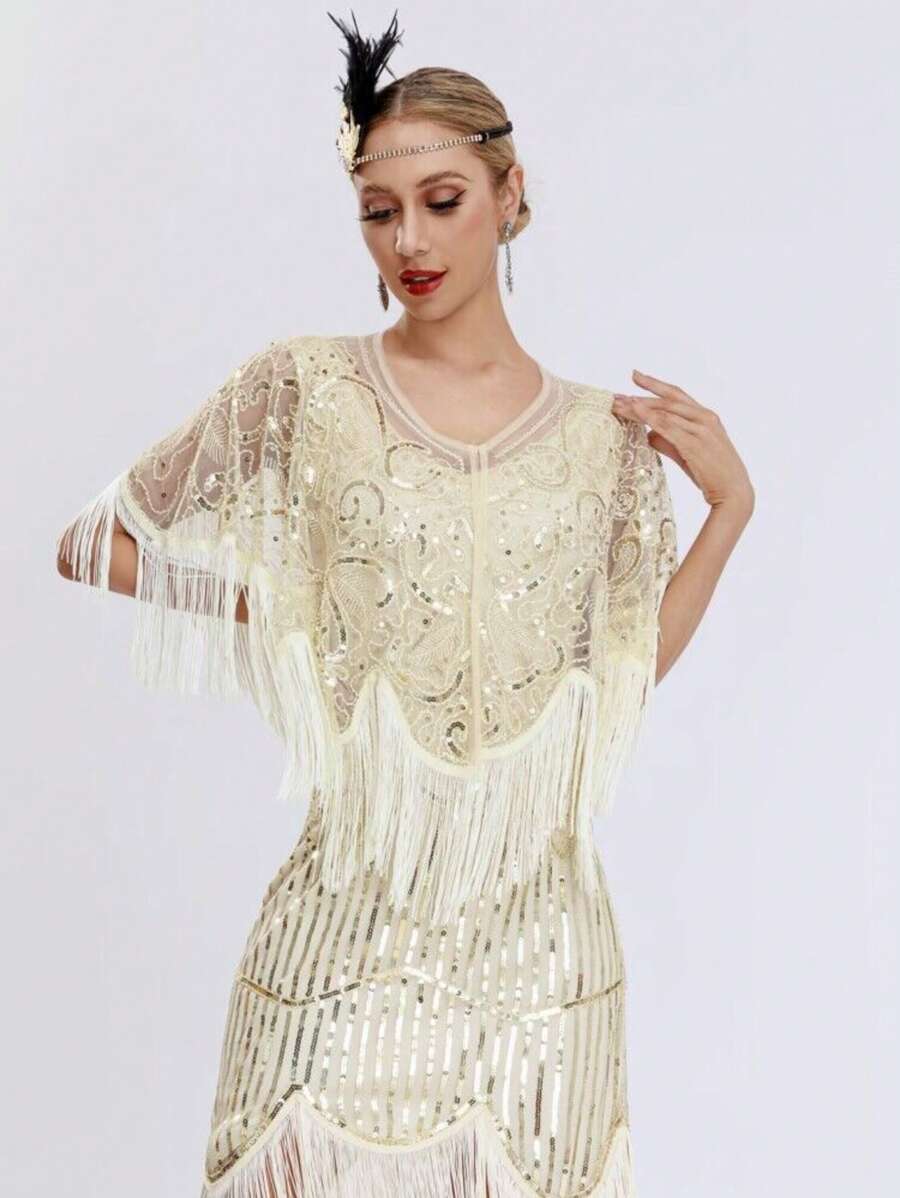 أثواب مع غطاء مترفّج مرصع بالترتر والخرز على النمط الرجعي لعام 1920، سترة قصيرة متنوعة الاستخدامات، أوروبا وأمريكا وعبر الحدود