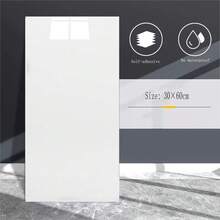 10/50pcs White Marble Pattern Smooth Ceramic Tile Stickers, Waterproof Self-Adhesive Wall Covering, Wall Renovation Decor Wallpaper