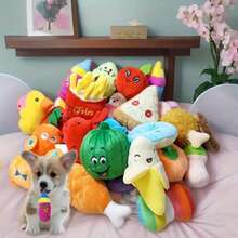 12 件什锦吱吱叫狗狗玩具，适合小型犬和中型犬，可爱互动毛绒小狗咀嚼玩具带声音，多种设计适合出牙小狗 - 彩色 - 查看 8