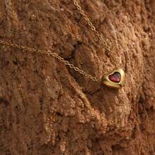 1pc Minimalist Fashion Versatile Stainless Steel Heart Pendant Necklace, 18K Gold Plated Won't Fade, Unique Choker