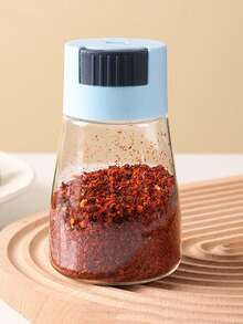 1 pieza Frasco de sal con control de dosificación, envase de almacenamiento para condimentos tipo prensa, caja de especias, recipiente para sal y pimienta, utensilios de cocina, color aleatorio - Multicolor - Ver 4