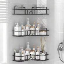 No Drill Triangle Shelving Rack, Iron Bathroom Kitchen Storage Basket Toilet Wall Mount Shelf Back To School