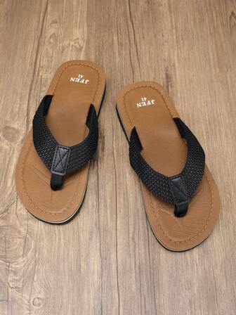 Men's Summer New Outdoor Flip Flops, Open Toe Casual Slippers Suitable For Home And Outdoor Wear, Flat, Lightweight, Breathable Summer Beach Slippers