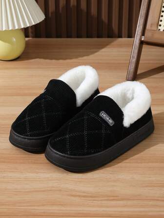 Neue Damen Pantoffeln mit dicker Sohle und Warmfutter, rutschfeste Kuschelpantoffeln für Paar, geeignet für Zuhause & Schwangerschaft, Herbst/Winter