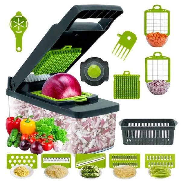 Multi-Functional Vegetable & Fruit Slicer, Manual Food Grater, Vegetable Chopper, Onion Crusher, Potato Shredder, Kitchen Utensils, Dorm Necessity, Kitchenware