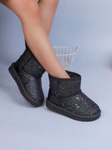 Ein Paar Modeschuhe mit Pailletten und rutschfestem, atmungsaktivem Sohlenentwurf, geeignet für Herbst und Winter (Sohlenmuster ist zufällig)