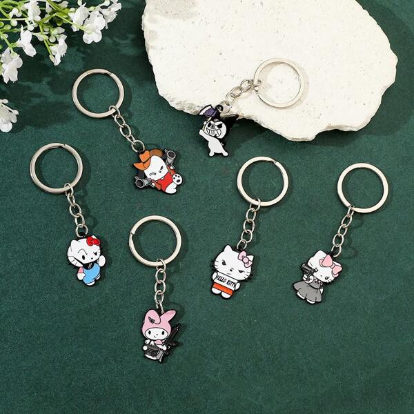 Sanrio 1 pièce/6 pièces Porte-clés hello kitty Sanrio, porte-clés de dessin animé mignons, cadeaux de fête, pendentifs de sac, pendentifs de décoration de vêtements pour porter au quotidien et cadeaux