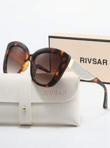 Óculos de Sol Polarizados com Strass em Formato de Olho de Gato RIVSAR para Mulheres, Elegantes para Lazer Externo, Festa, Viagem, Óculos de Sol Redondos com Joias em Formato de Olho de Gato, Óculos de Sol de Marca Premium para Presente de Férias, Ótimo para Dia dos Namorados, Natal, Halloween