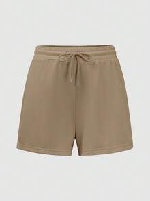 3 piezas Pantalones cortos deportivos de cintura elástica de unicolor con ajuste holgado - Gris Claro - Ver 6