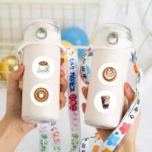 500Pcs Coffee Sticker Roll Food Stickers Tea Stickers Dessert Stickers Coffee Cup Stickers Cooking Stickers Coffee Party Decorations Vinyl Waterproof Stickers Aesthetic Laptop Sticker Pack Skateboard Stickers Water Bottle Stickers Notebook Stickers