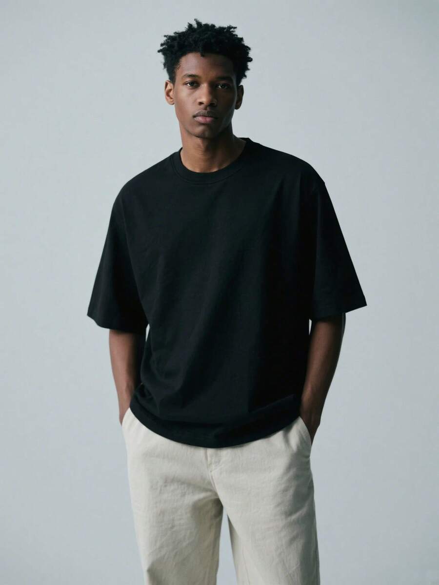 1 Pack Men's T-Shirt, 220g Cotton Heavyweight American Men's Apparel, Soft Fabric With Some Thickness Of T-Shirt